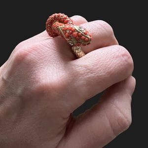 Unique expandable bejeweled coral snake ring